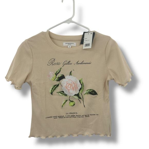 NEW Grayson Threads Crop Top Size Medium Rose Paris Floral Ruffle Scalloped NWT - Picture 2 of 6